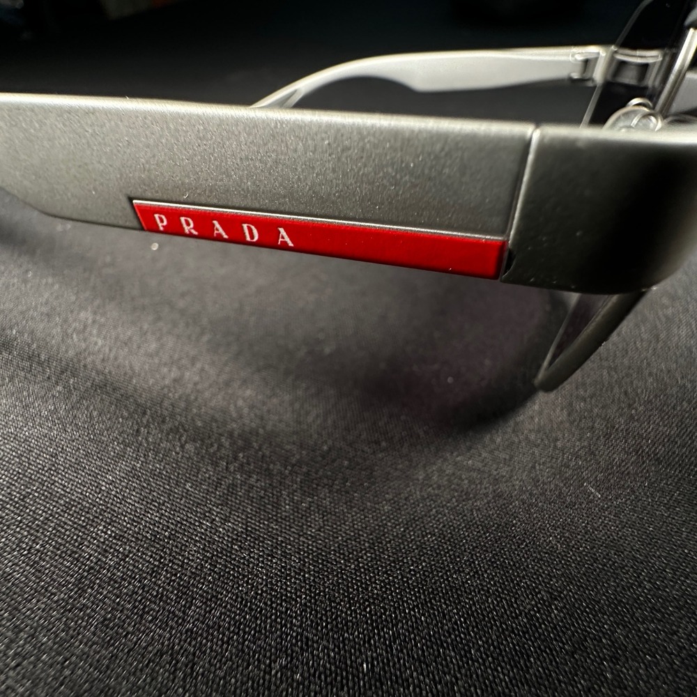 Prada Polarized Sunglasses Frame Men Silver Linnea Rossa SPS 57U 449-5W1 Italy - Picture 3 of 12